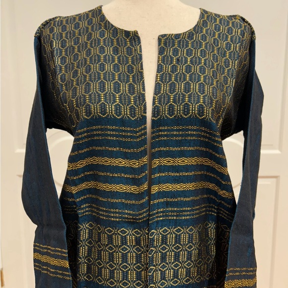 Hand loom vintage long blazer made in Oaxaca mex. - Picture 4 of 8